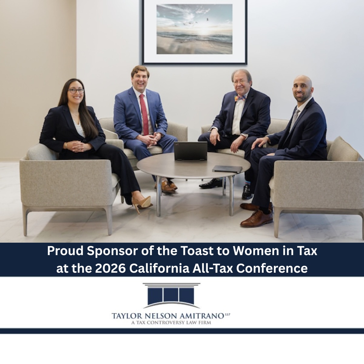 Taylor Nelson Amitrano LLP Sponsoring the “Toast to Women in Tax” at the 2026 California All-Tax Conference.